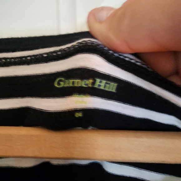 Garnet Hill Knit Cotton Midi Dress Size 4 Navy Nautical White Stripe Beach - Picture 2 of 8